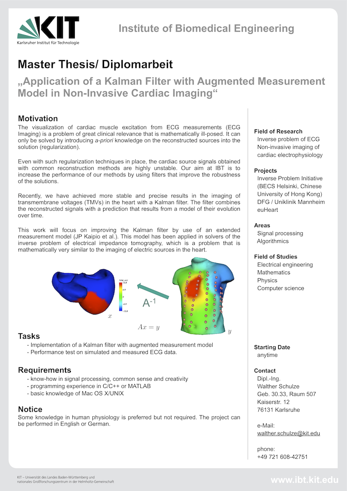 Application of a Kalman Filter with Augmented Measurement Model in Non-Invasive Cardiac Imaging